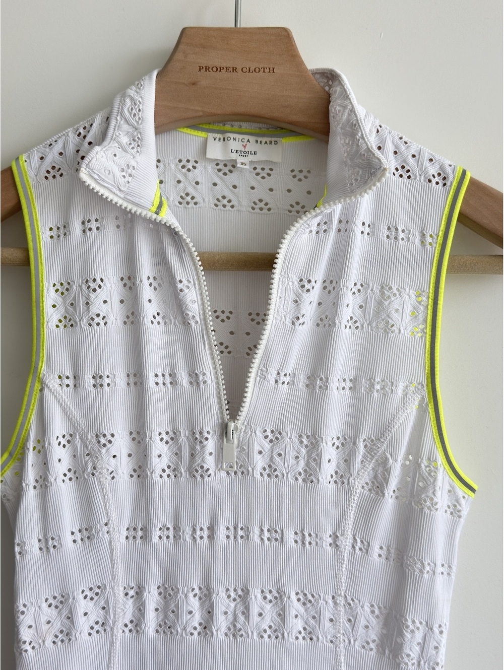 Veronica Beard L’Etoile Sport Zip Front Pointelle Lace Tennis Dress XS White - Picture 4 of 15